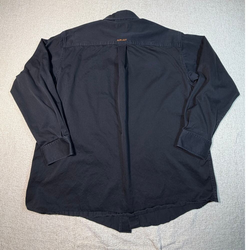 Ariat Men XL Black Long Sleeve Button Front Shirt Western Rodeo Work Casual - Picture 2 of 6